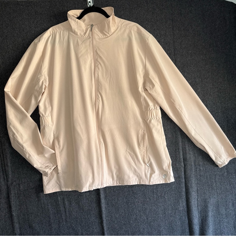 HANG TEN WOMENS XXL 2X JACKET UPF 50+ LIGHTWEIGHT FULL‎ ZIP TAN  COLLAR